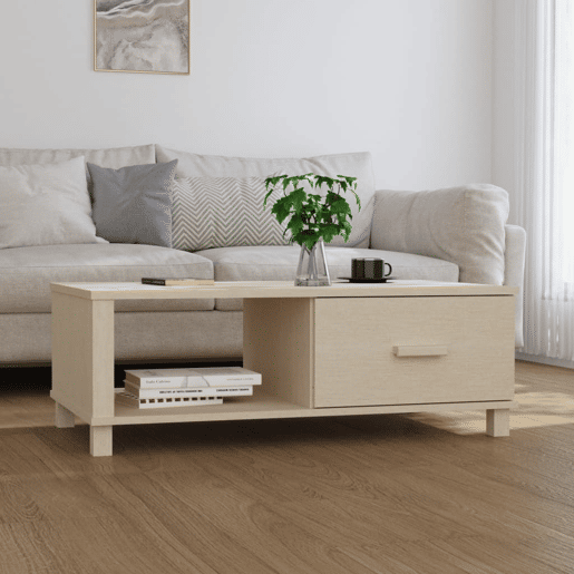Mesa de Centro, Mesa baixa, 100x55x35 cm pinho maciço castanho-mel