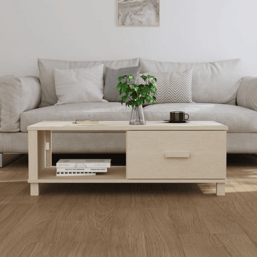 Mesa de Centro, Mesa baixa, 100x55x35 cm pinho maciço castanho-mel