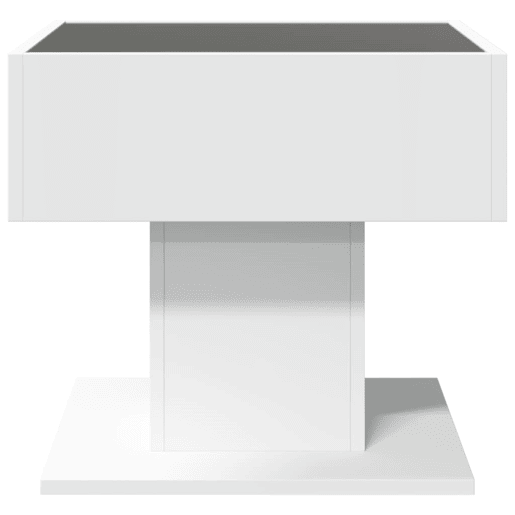 Mesa de Centro, Mesa baixa, c LEDs 50x50x45cm derivados de madeira branco