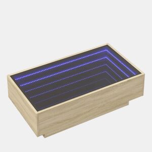 Mesa de Centro, Mesa baixa c LEDs 90x50x30 cm derivados de madeira