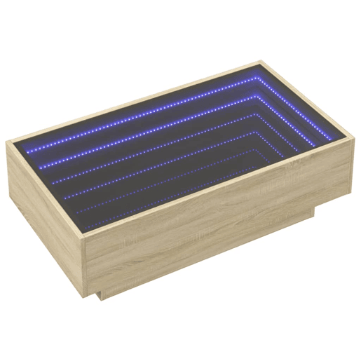 Mesa de Centro, Mesa baixa c LEDs 90x50x30 cm derivados de madeira