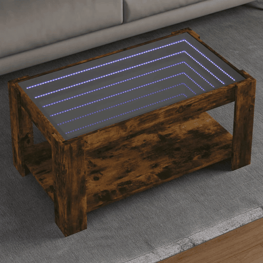 Mesa de Centro, Mesa baixa c LEDs 90x50x40 cm madeira processada Mesa de Centro, Mesa baixa c LEDs 90x50x40 cm madeira processada