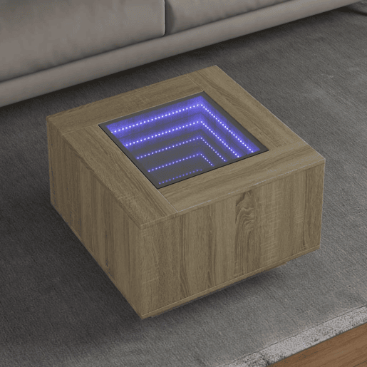 Mesa de Centro, Mesa baixa c LEDs 60x60x40 cm derivados de madeira
