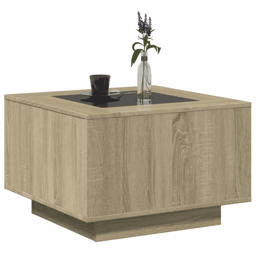 Mesa de Centro, Mesa baixa c LEDs 60x60x40 cm derivados de madeira