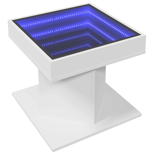 Mesa de Centro, Mesa baixa, c LEDs 50x50x45cm derivados de madeira branco