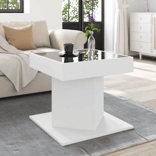 Mesa de Centro, Mesa baixa, c LEDs 50x50x45cm derivados de madeira branco