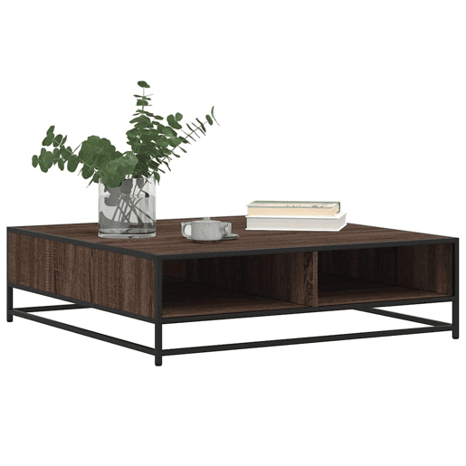 Mesa de Centro, Mesa baixa, derivados de madeira e metal carvalho castanho