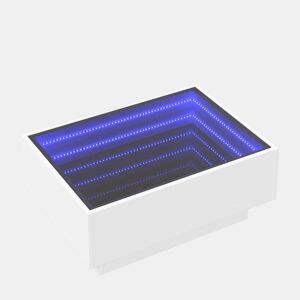 Mesa de Centro, Mesa baixa, c LEDs 70x50x30 cm derivados de madeira branco