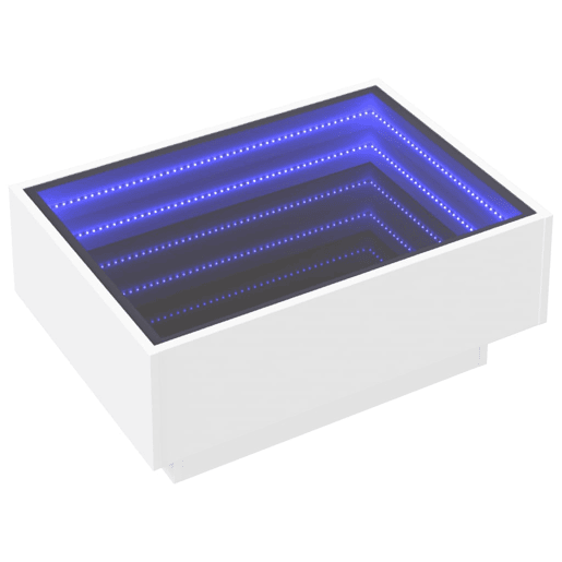 Mesa de Centro, Mesa baixa, c LEDs 70x50x30 cm derivados de madeira branco