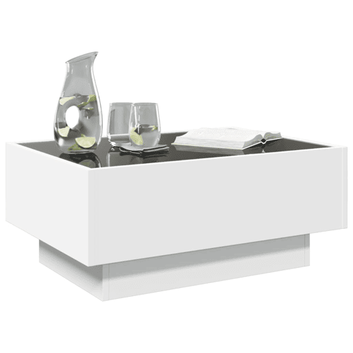 Mesa de Centro, Mesa baixa, c LEDs 70x50x30 cm derivados de madeira branco