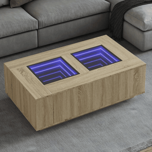 Mesa de Centro, Mesa baixa, luzes LED Infinity 116x69x40 cm carvalho sonoma
