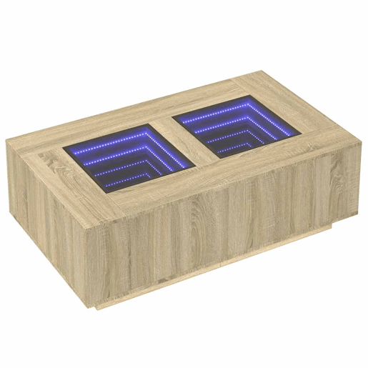 Mesa de Centro, Mesa baixa, luzes LED Infinity 116x69x40 cm carvalho sonoma