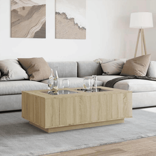 Mesa de Centro, Mesa baixa, luzes LED Infinity 116x69x40 cm carvalho sonoma
