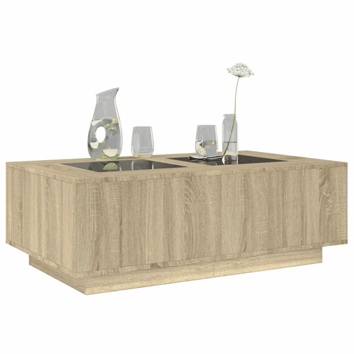 Mesa de Centro, Mesa baixa, luzes LED Infinity 116x69x40 cm carvalho sonoma