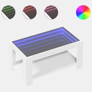 Mesa de Centro, Mesa baixa, c LEDs 93x53x45 cm derivados de madeira branco