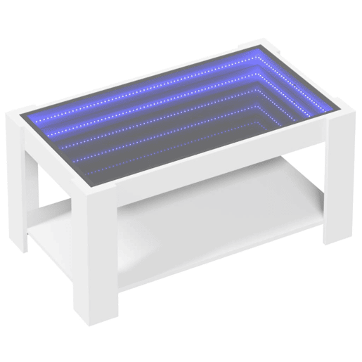 Mesa de Centro, Mesa baixa, c LEDs 93x53x45 cm derivados de madeira branco