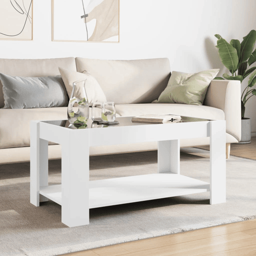 Mesa de Centro, Mesa baixa, c LEDs 93x53x45 cm derivados de madeira branco