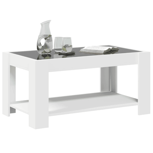 Mesa de Centro, Mesa baixa, c LEDs 93x53x45 cm derivados de madeira branco