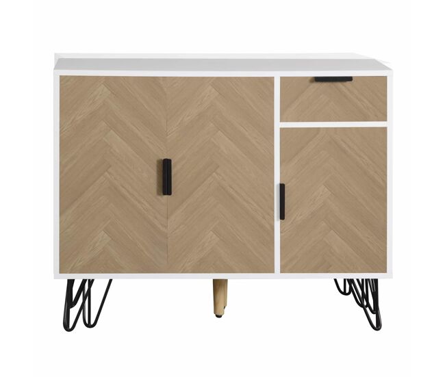 Aparador bajo - 3 puertas y 1 cajón - mdf - natural