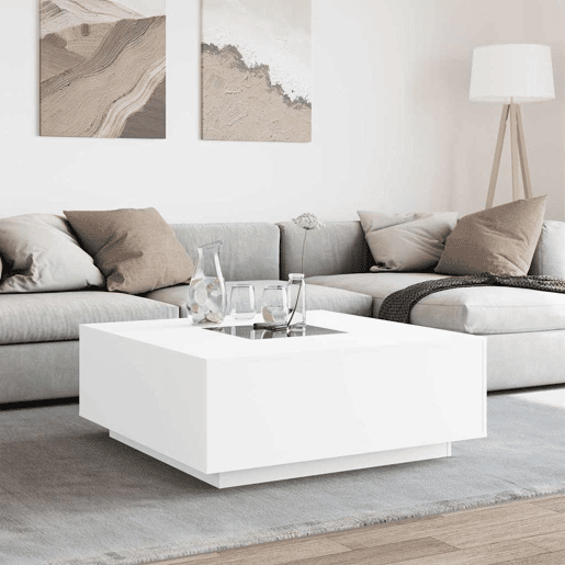 Mesa de Centro, Mesa baixa, luzes LED Infinity 100x100x40 cm branco