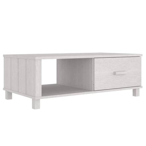 Mesa de Centro, Mesa baixa, 100x55x35 cm pinho maciço branco