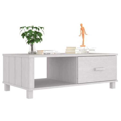 Mesa de Centro, Mesa baixa, 100x55x35 cm pinho maciço branco
