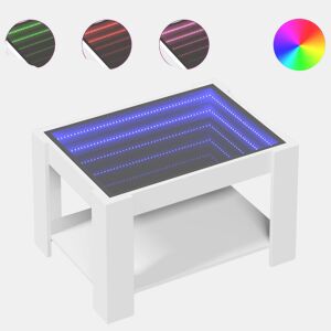 Mesa de Centro, Mesa baixa, c LEDs 73x53x45 cm derivados de madeira branco