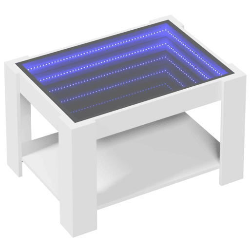 Mesa de Centro, Mesa baixa, c LEDs 73x53x45 cm derivados de madeira branco