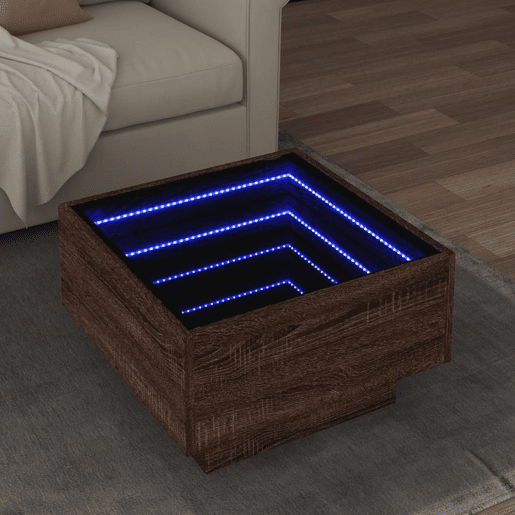 Mesa de Centro, Mesa baixa c LEDs 50x50x30 cm derivados de madeira