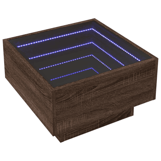Mesa de Centro, Mesa baixa c LEDs 50x50x30 cm derivados de madeira
