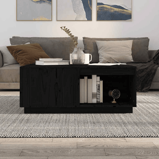 Mesa de Centro, Mesa baixa, 100x101x40,5 cm madeira de pinho maciça preto