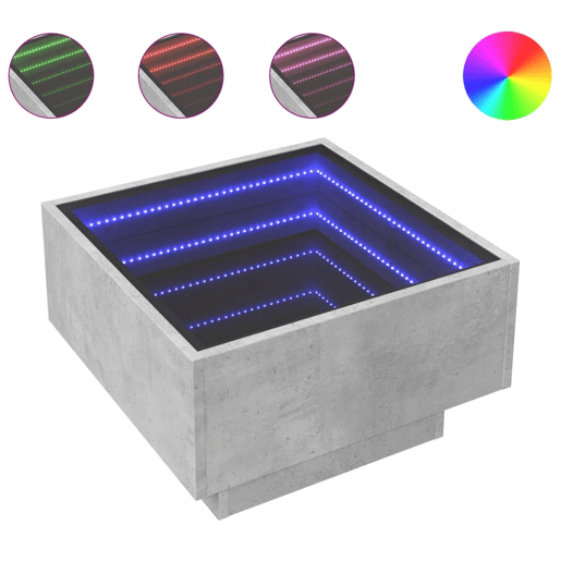 Mesa de Centro, Mesa baixa c LEDs 50x50x30 cm derivados de madeira