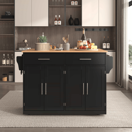 Carrinho de serviço 120x46(70)x91 cm - com mesa dobrável, rodas e pés de madeira intercambiáveis - Preto