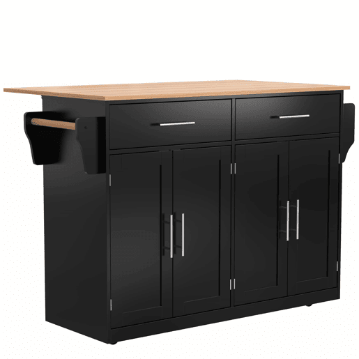Carrinho de serviço 120x46(70)x91 cm - com mesa dobrável, rodas e pés de madeira intercambiáveis - Preto