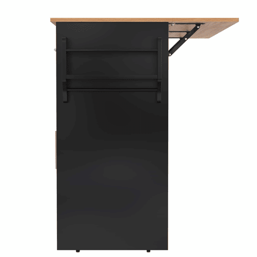Carrinho de serviço 120x46(70)x91 cm - com mesa dobrável, rodas e pés de madeira intercambiáveis - Preto