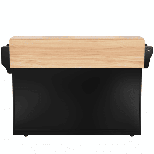 Carrinho de serviço 120x46(70)x91 cm - com mesa dobrável, rodas e pés de madeira intercambiáveis - Preto