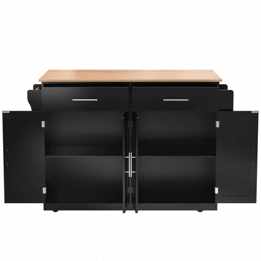 Carrinho de serviço 120x46(70)x91 cm - com mesa dobrável, rodas e pés de madeira intercambiáveis - Preto