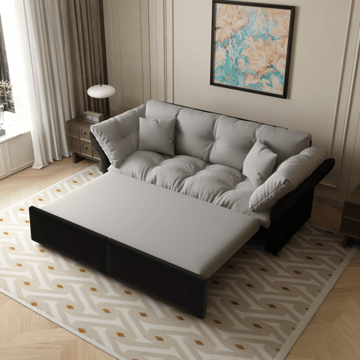 Sofá-cama extensível de 190 cm (Queen Size) u2013 3 em 1 com estofo capitoné e 2 almofadas, sofá-cama multifuncional em veludo para 2 pessoas u2013 cinzento claro Sofá-cama extensível de 190 cm (Queen Size) u2013 3 em 1 com estofo capitoné e 2 almofadas, sofá-cama multifuncional em veludo para 2 pessoas u2013 cinzento claro