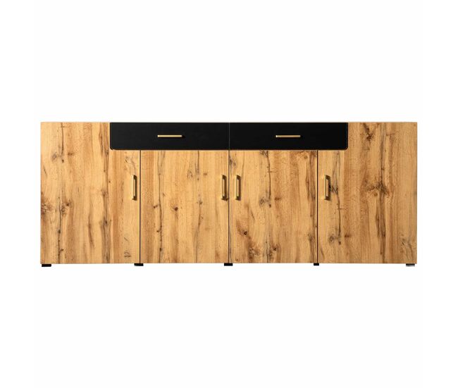 Aparador l 200 cm - 4 puertas con 2 cajones - natural