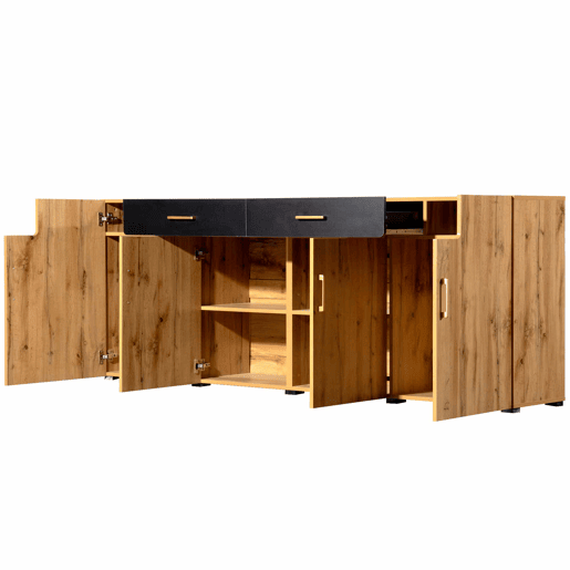 Aparador L 200 cm - 4 portas com 2 gavetas - Natural