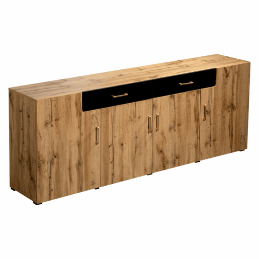 Aparador L 200 cm - 4 portas com 2 gavetas - Natural