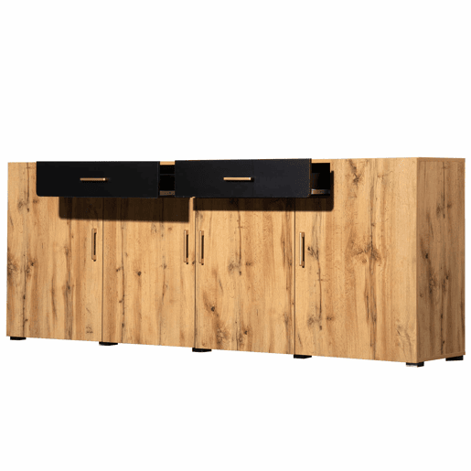 Aparador L 200 cm - 4 portas com 2 gavetas - Natural