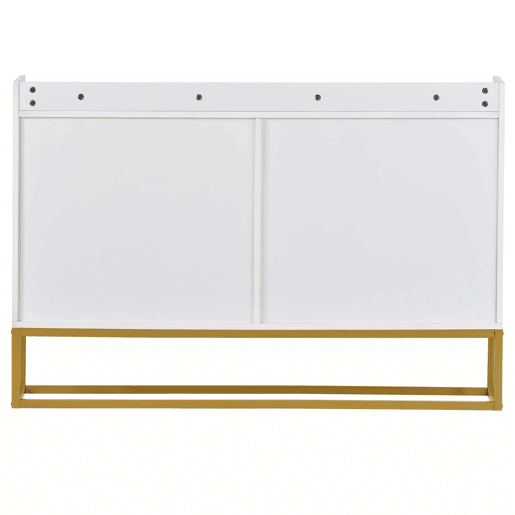 Aparador com 4 portas sem puxadores - estilo contemporâneo - madeira + metal - branco