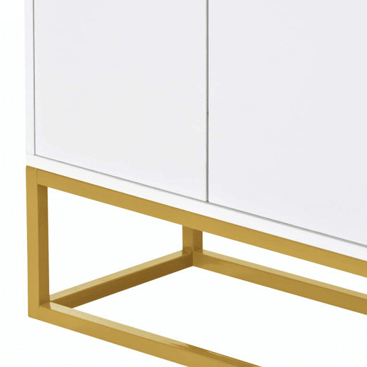 Aparador com 4 portas sem puxadores - estilo contemporâneo - madeira + metal - branco