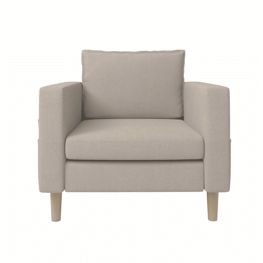 Poltrona de lazer de 1 lugar - com bolso de arrumação e almofada confortável, estilo nórdico para recantos de leitura - cor cáqui