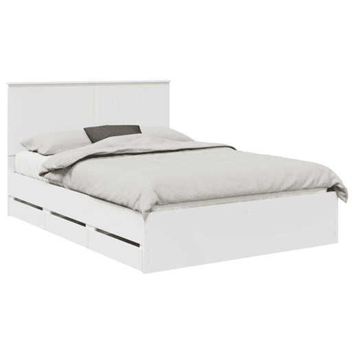 Estrutura De Cama De Casal Moderno - Branco 140 x 200 cm Madeira de Engenharia