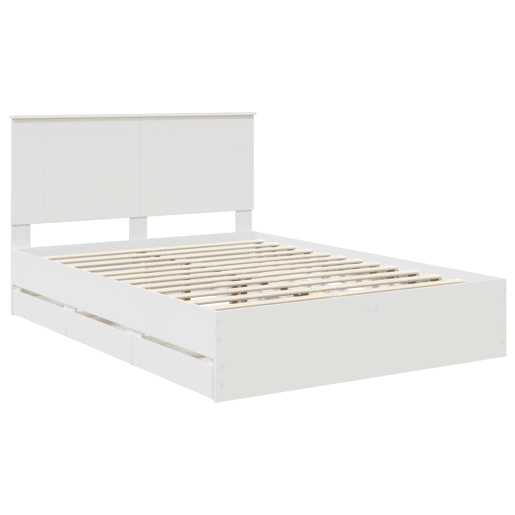 Estrutura De Cama De Casal Moderno - Branco 140 x 200 cm Madeira de Engenharia