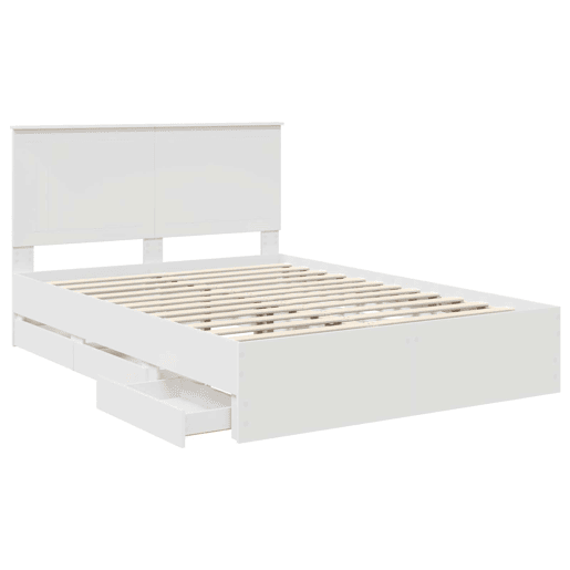 Estrutura De Cama De Casal Moderno - Branco 140 x 200 cm Madeira de Engenharia