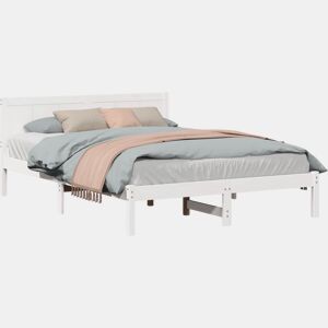 Estrutura De Cama De Casal Simple - Branco 150 x 200 cm Madeira de pinho maciça