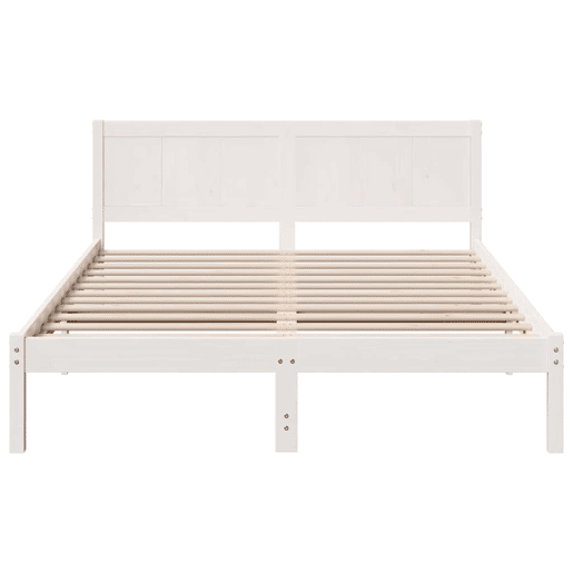 Estrutura De Cama De Casal Simple - Branco 150 x 200 cm Madeira de pinho maciça